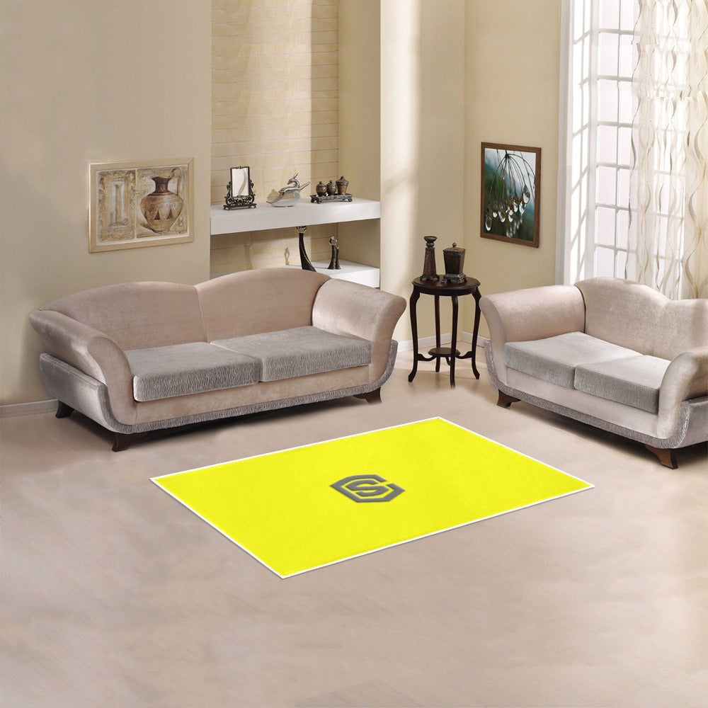 YELLOW SMALL AREA RUG WITH GRAY LOGO Area Rug 2.6' x 1.7'