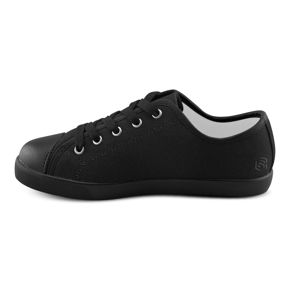 BLACK CANVAS KID SHOES black logo Canvas Kid's Shoes (Model 016)