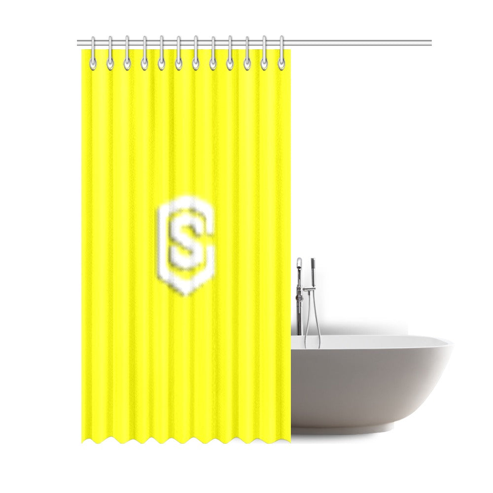 Yellow Shower Curtain 69"x84" with White Logo Shower Curtain 69"x84"