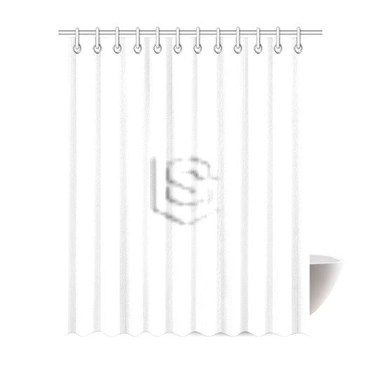 White Shower Curtain 69"x84" with White Logo Shower Curtain 69"x84"