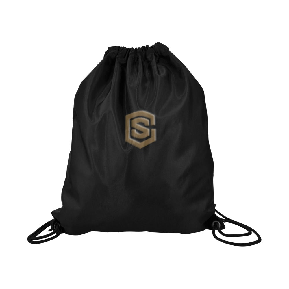Black Drawstring Bags Large With Brown Logo Drawstring Bags (Model 1604) (Large)