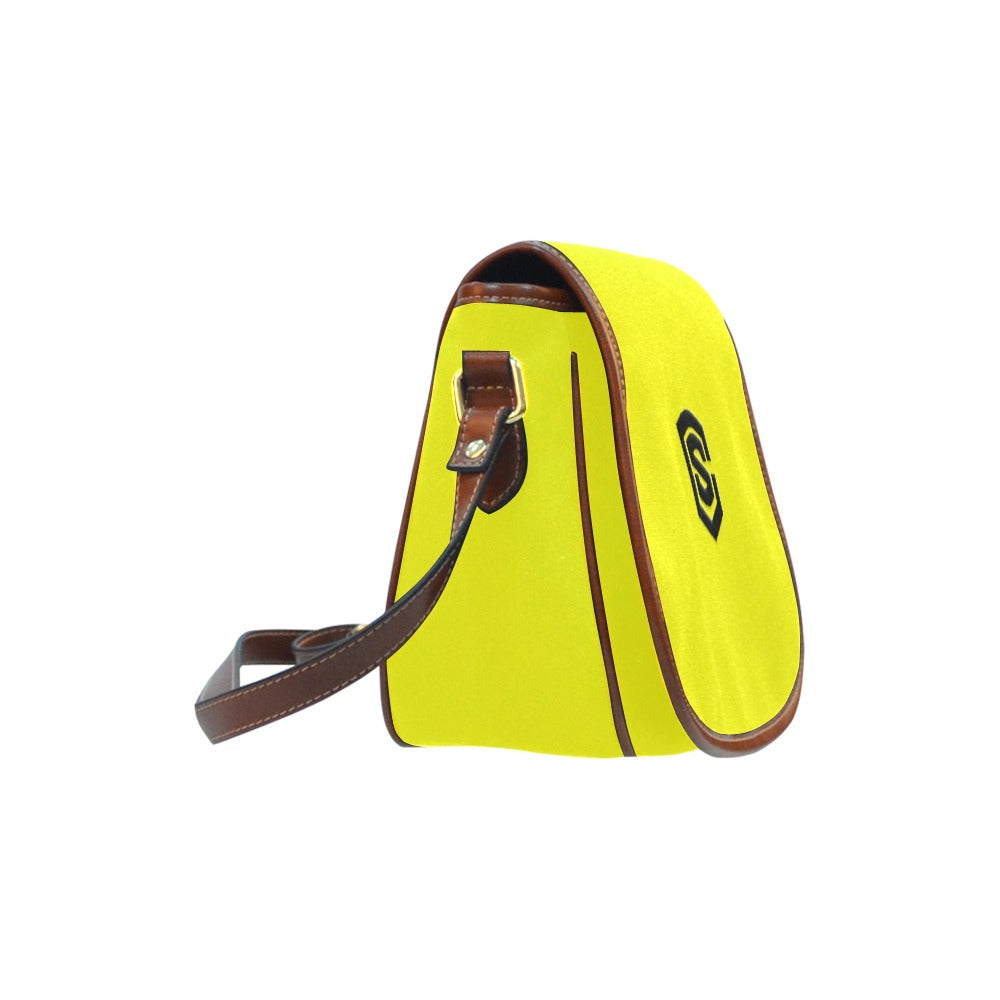 YELLOW Saddle Bag WITH BLACK LOGO Saddle Bag (Model 1649) (Small)