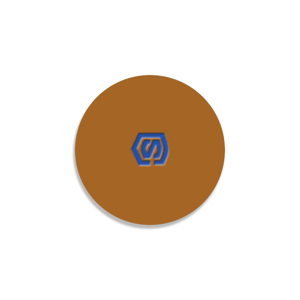 Brown Round Coaster with Blue Logo Round Coaster
