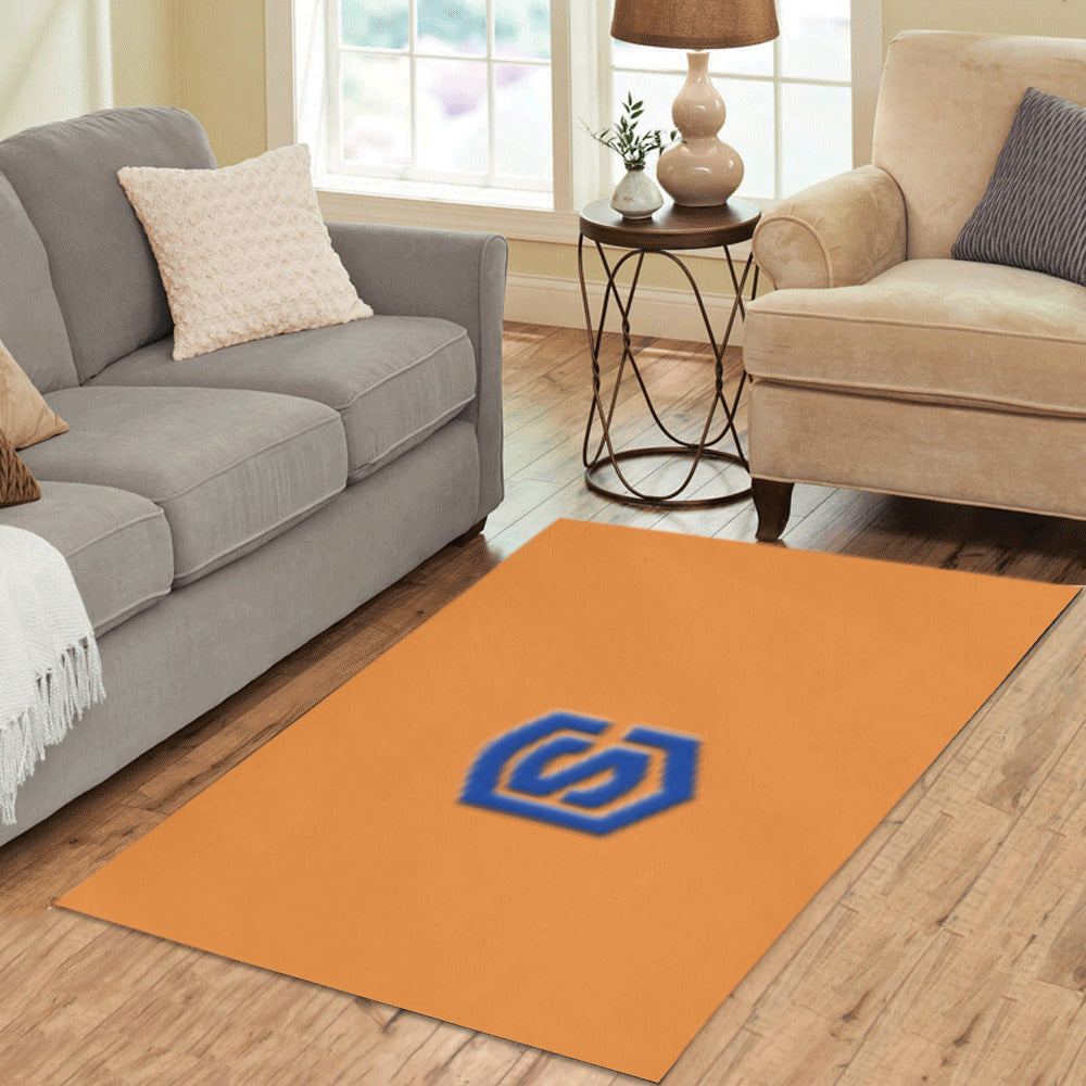 Orange Area Rug Blue Logo Area Rug 5' x 3.2'