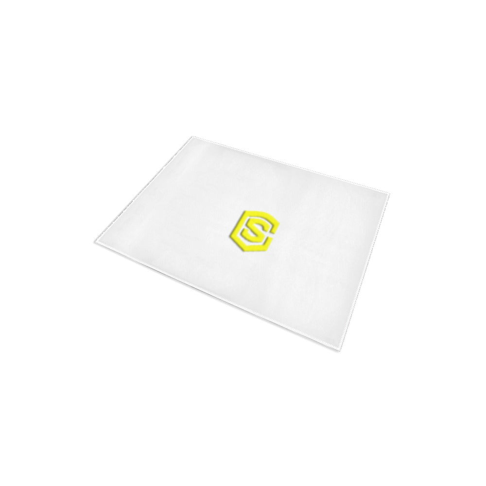 WHITE SMALL AREA RUG WITH YELLOW LOGO Area Rug 2.6' x 1.7'