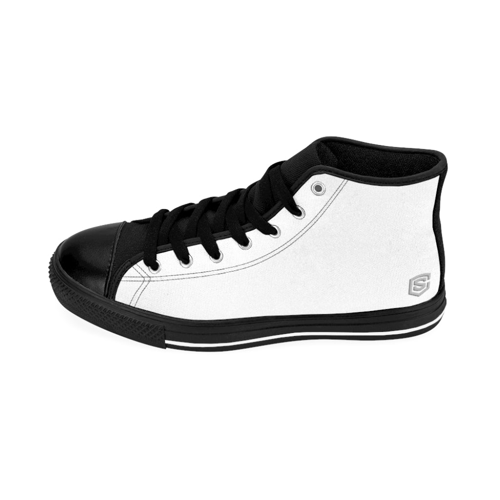 white Women's High-top Sneakers Silver logo