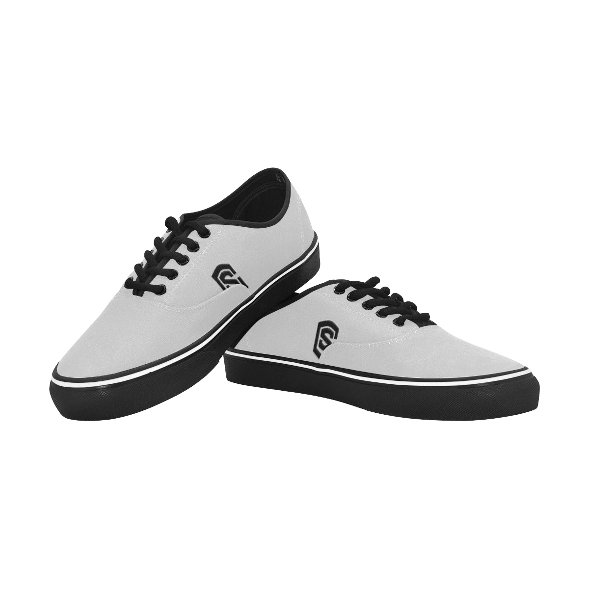 black logo Classic Men's Canvas Low Top Shoes/Large (Model E001-4)
