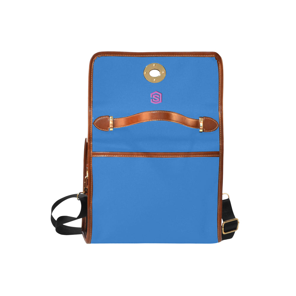 BLUE WATERPROOF CANVAS BAG PINK logo Waterproof Canvas Bag/All Over Print (Model 1641)
