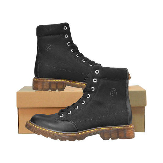 black logo Apache Round Toe Men's Winter Boots (Model 1402)