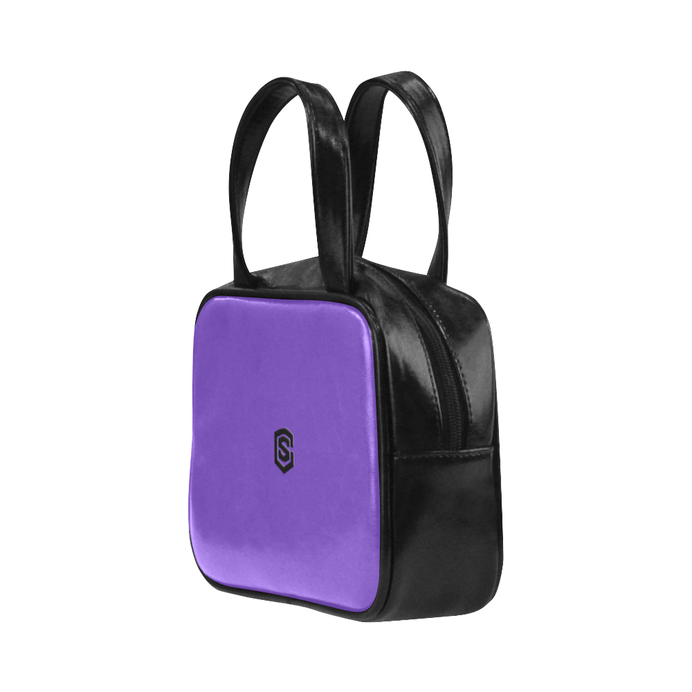 PURPLE LEATHER TOP HANDLE HANDBAG black logo Leather Top Handle Handbag (Model 1662)