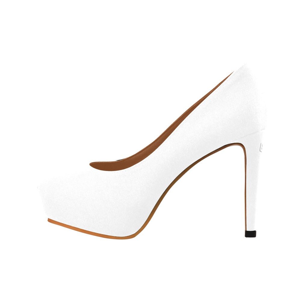 White Women's High Heels With White Logo Women's High Heels (Model 044)