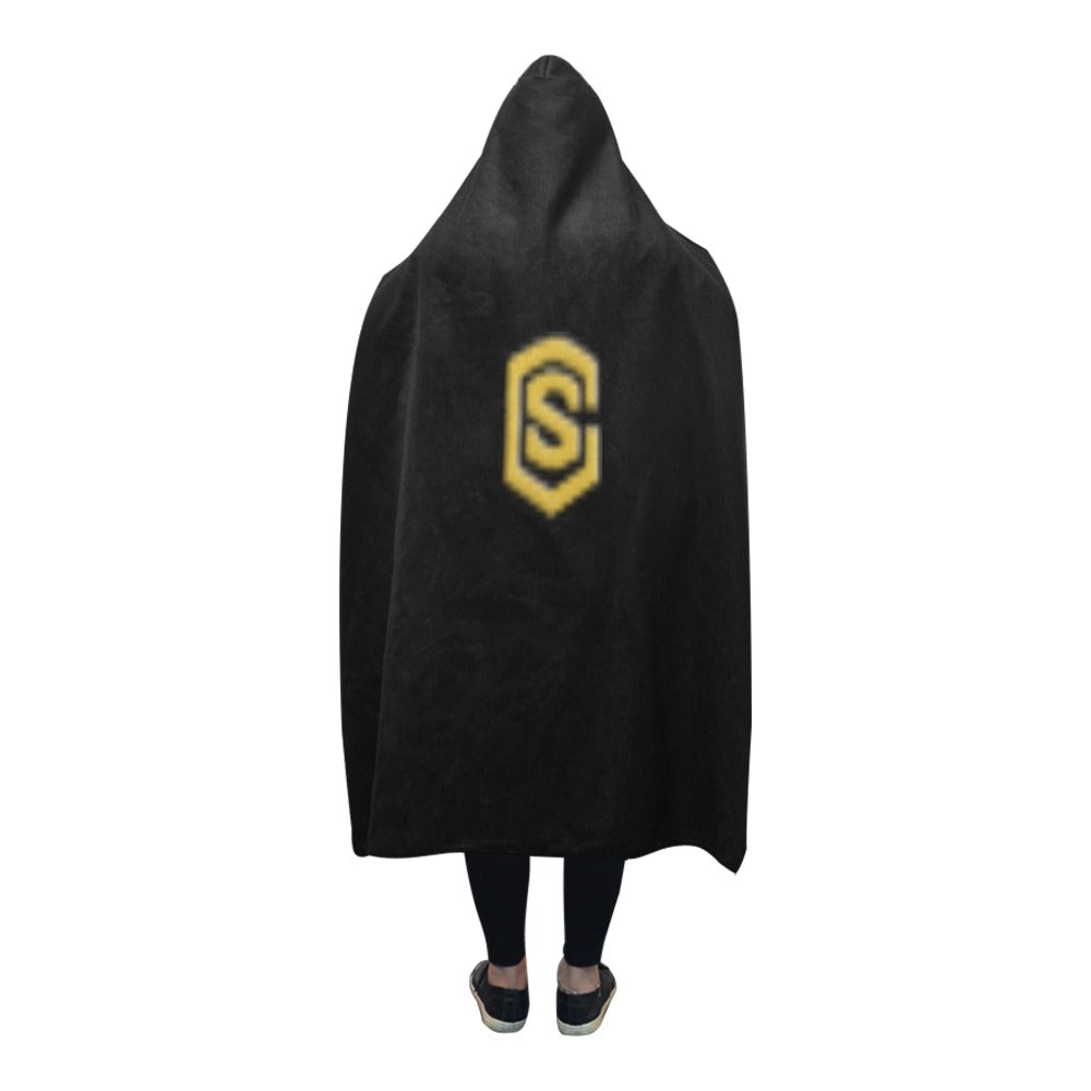 Black Hooded Blanket 80"x56" with White Logo Hooded Blanket 80"x56"
