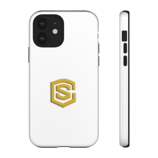 White Tough Cases Gold Logo