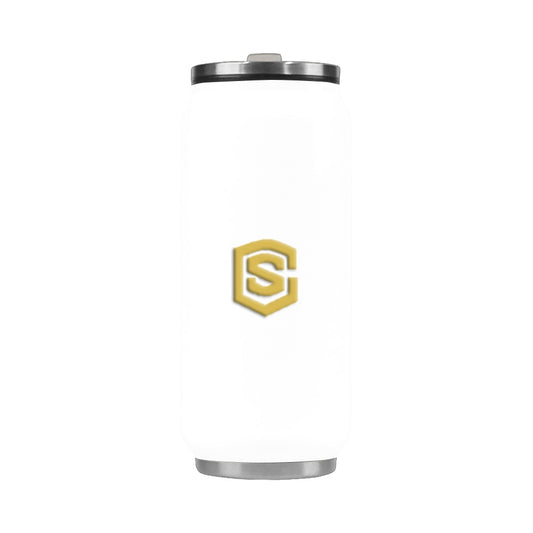 White Stainless Steel Vacuum Mug (13.7 OZ) with Gold Logo Stainless Steel Vacuum Mug (13.7 OZ)
