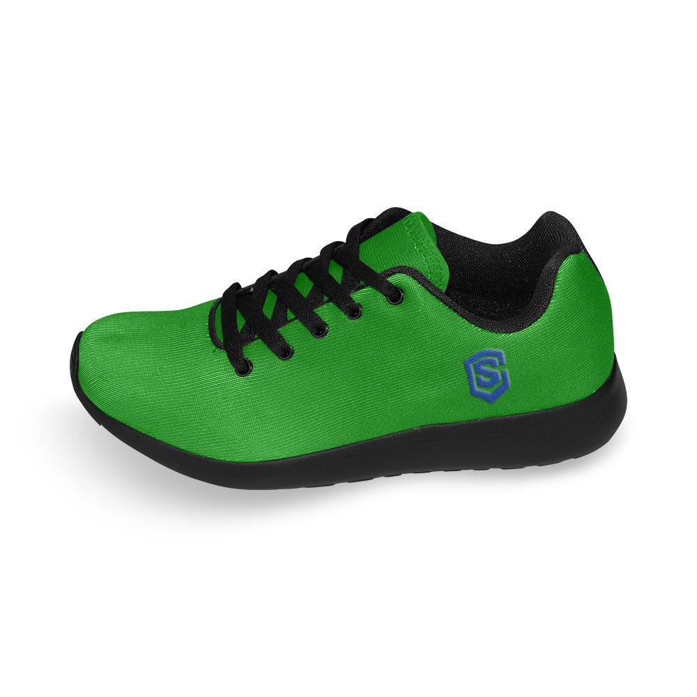 GREEN KID SNEAKER WITH BLUE LOGO Kid's Sneakers (Little Kid / Big Kid) (Model020)