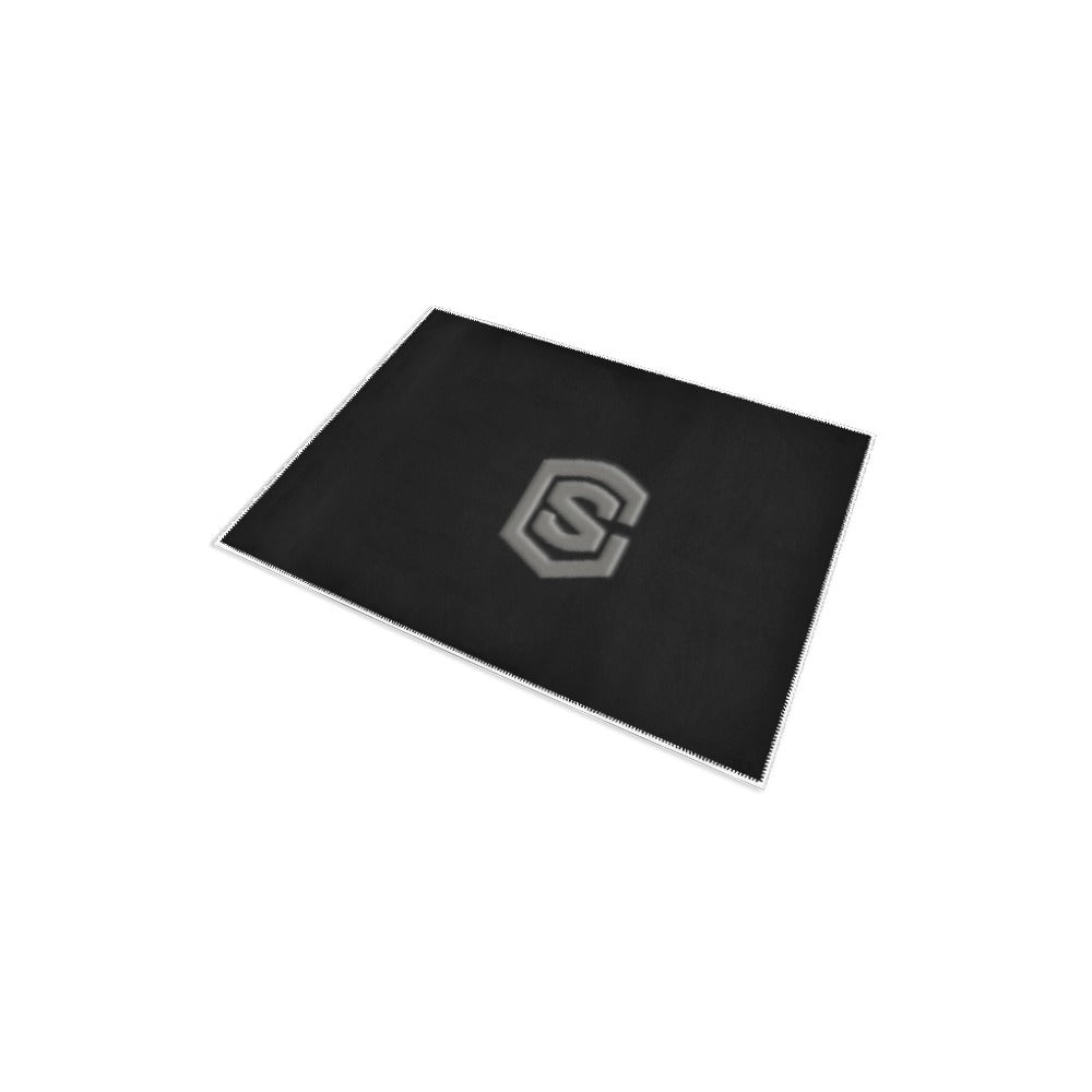 Black Area Rug 2.6' x 1.7' with Gray Logo Area Rug 2.6' x 1.7'