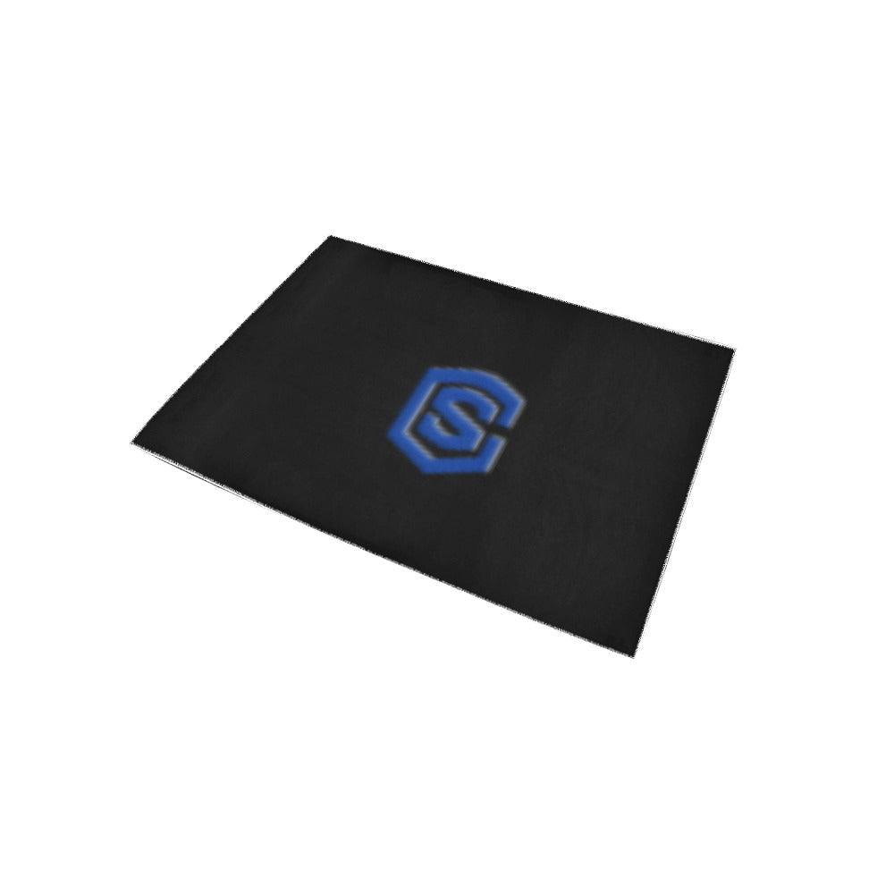 Black Area Rug Blue Logo Area Rug 5' x 3.2'