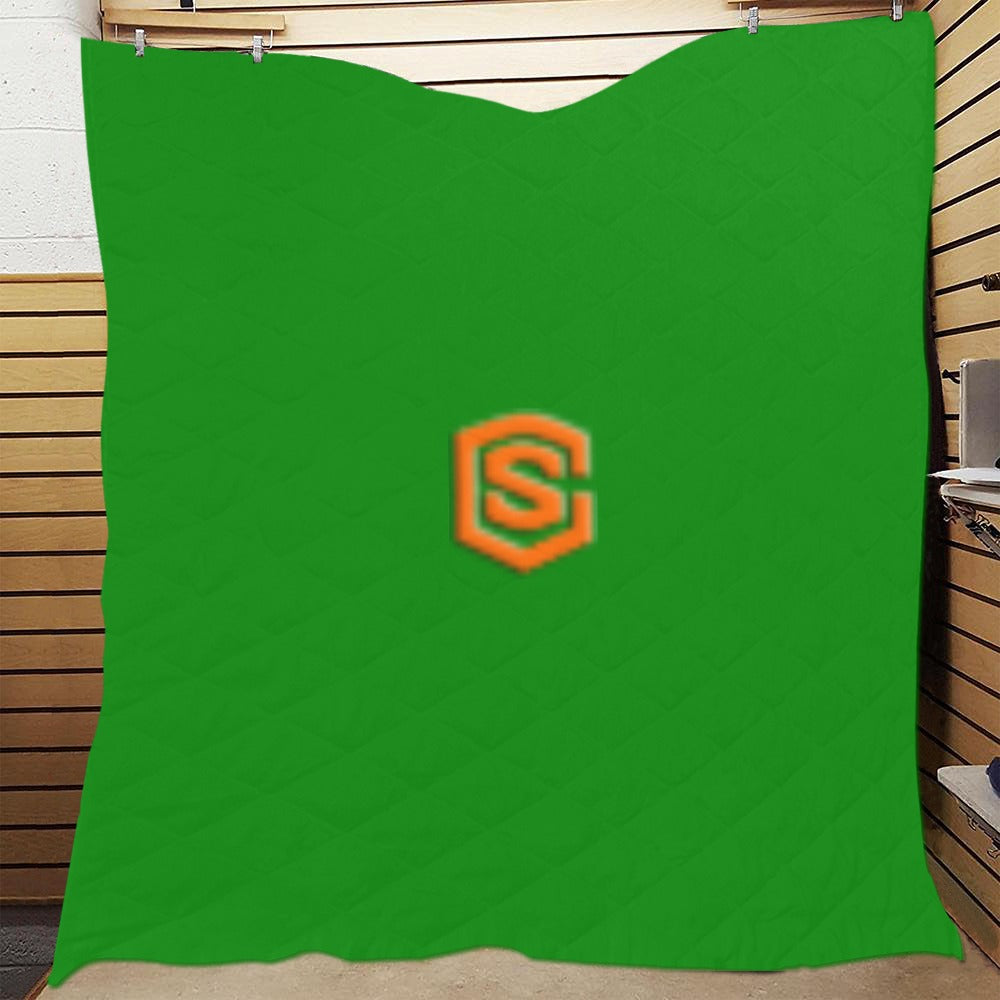 GREEN CUSTOM QUILT ORANGE LOGO Custom Quilt 70" x 80"