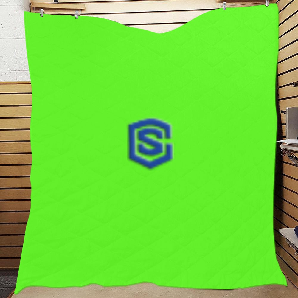 YELLOW CUSTOM QUILT BLUE  LOGO Custom Quilt  70" x 80"