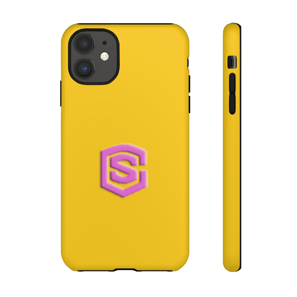 Yellow Tough Cases Pink Logo