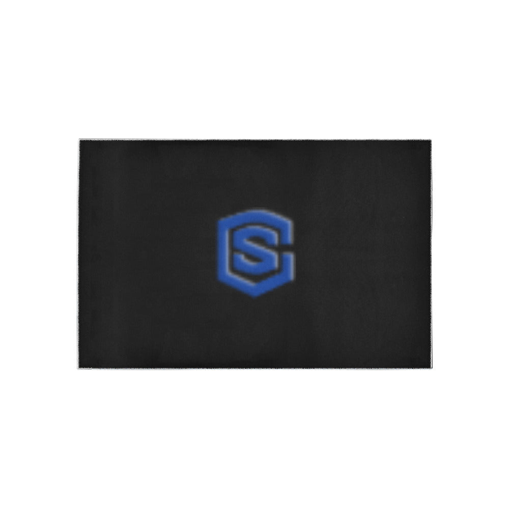 Black Area Rug Blue Logo Area Rug 5' x 3.2'