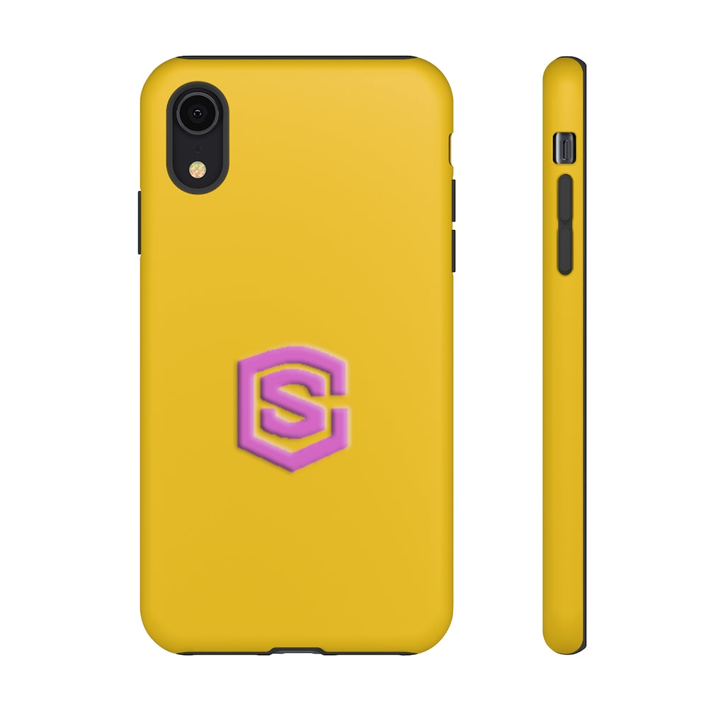 Yellow Tough Cases Pink Logo