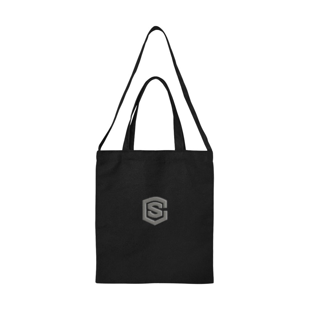 Black All Over Print Canvas Tote Bag With Grey Logo All Over Print Canvas Tote Bag(Model1698)(Medium)