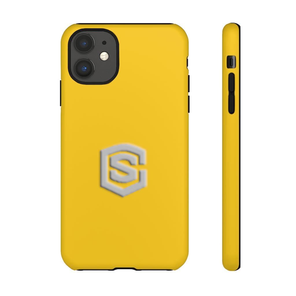 Yellow Tough Cases Silver Logo