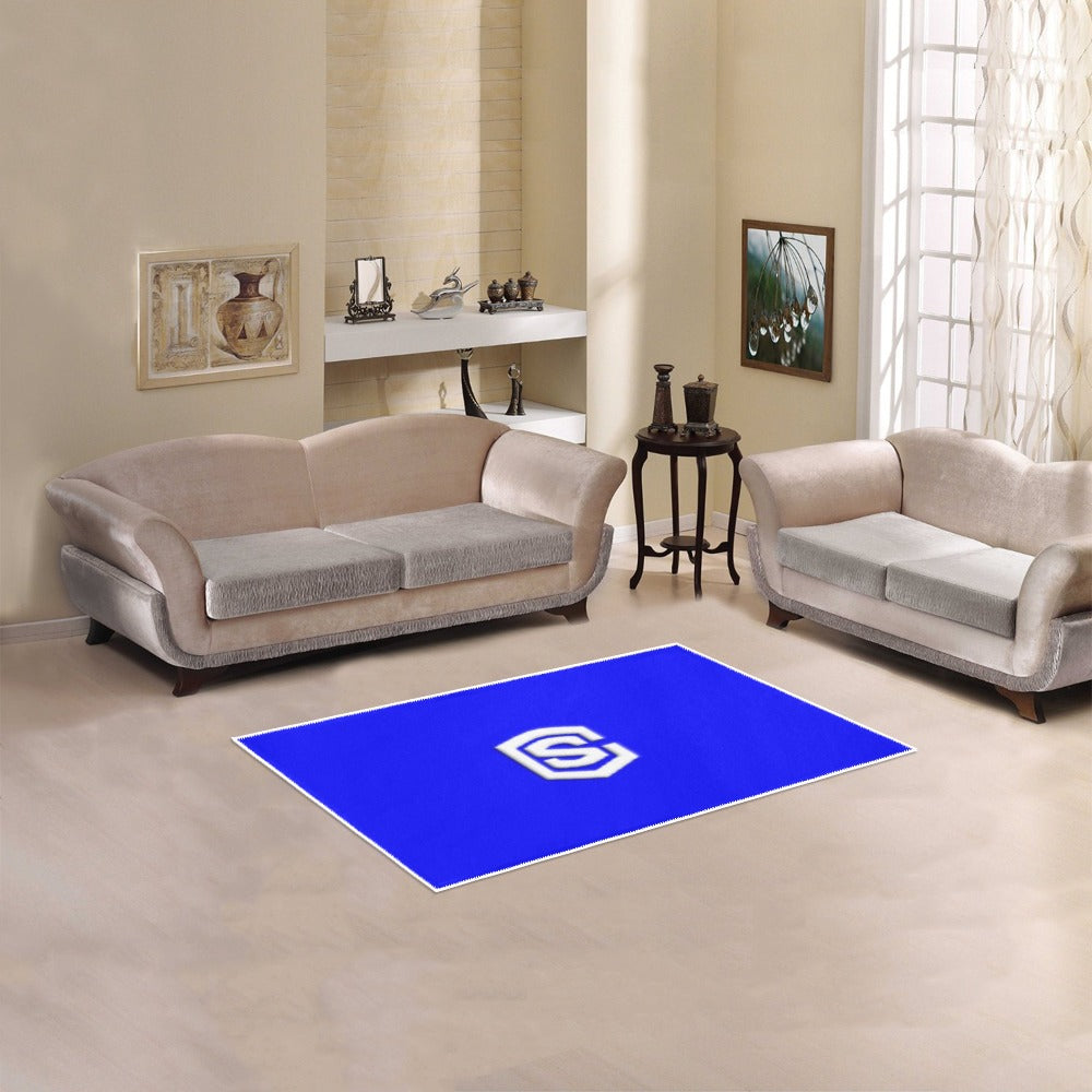 Blue Area Rug 2.6' x 1.7' with White Logo Area Rug 2.6' x 1.7'