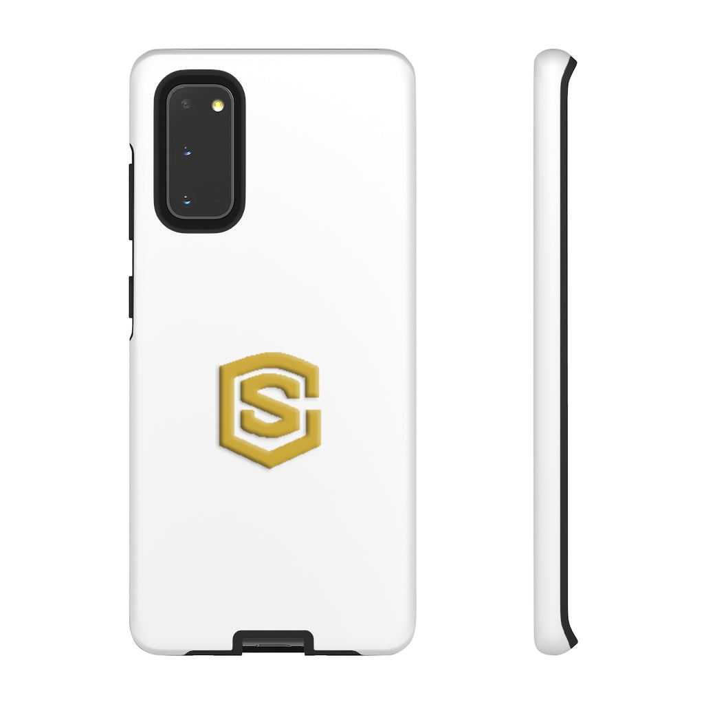 White Tough Cases Gold Logo