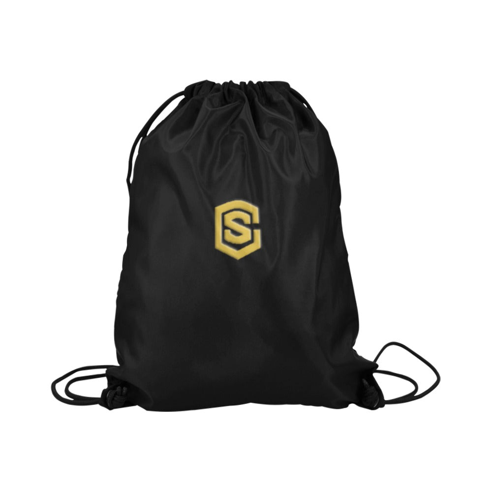 Black Drawstring Bags Large With Gold Logo Drawstring Bags (Model 1604) (Large)