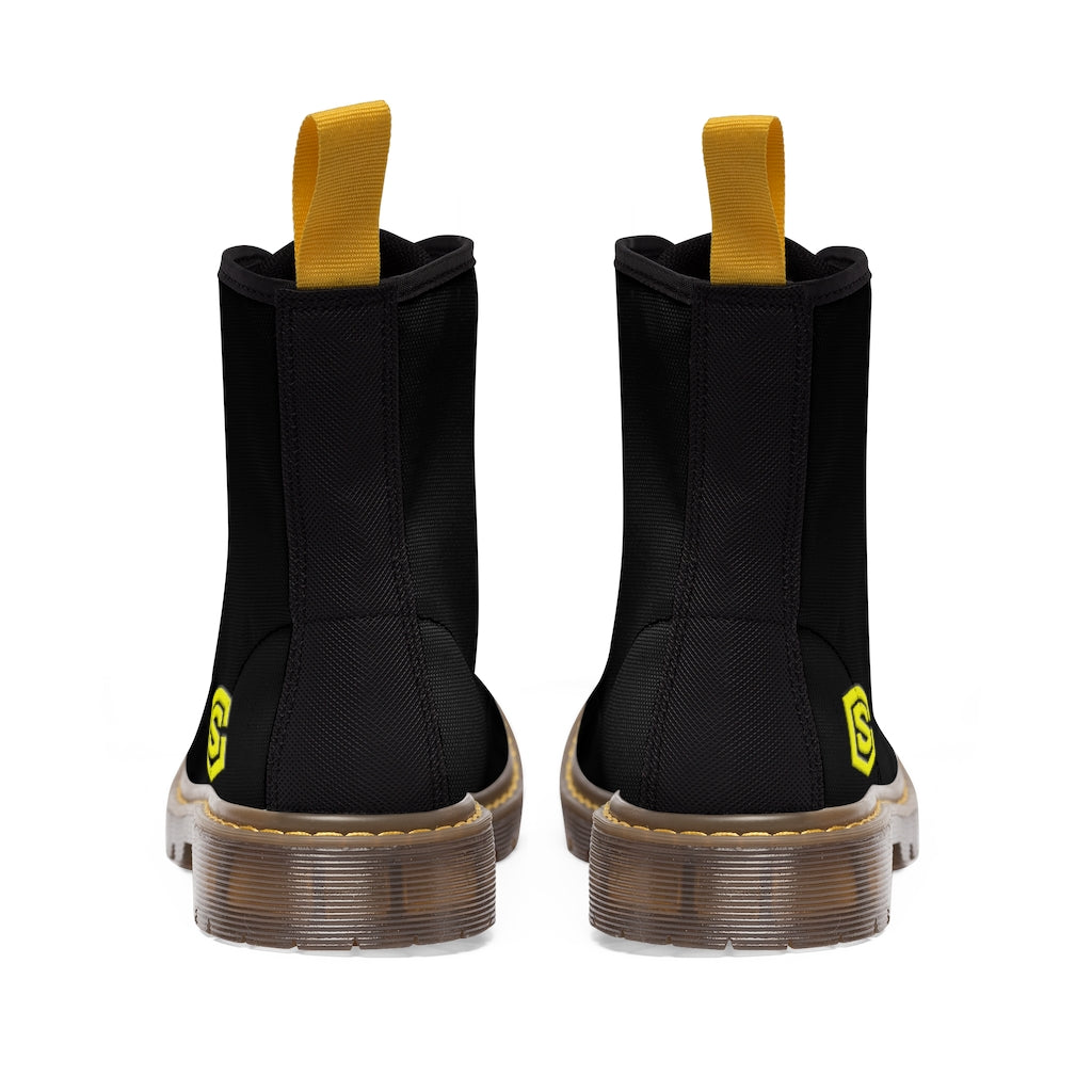 Black Men's Canvas Boots Yellow Logo
