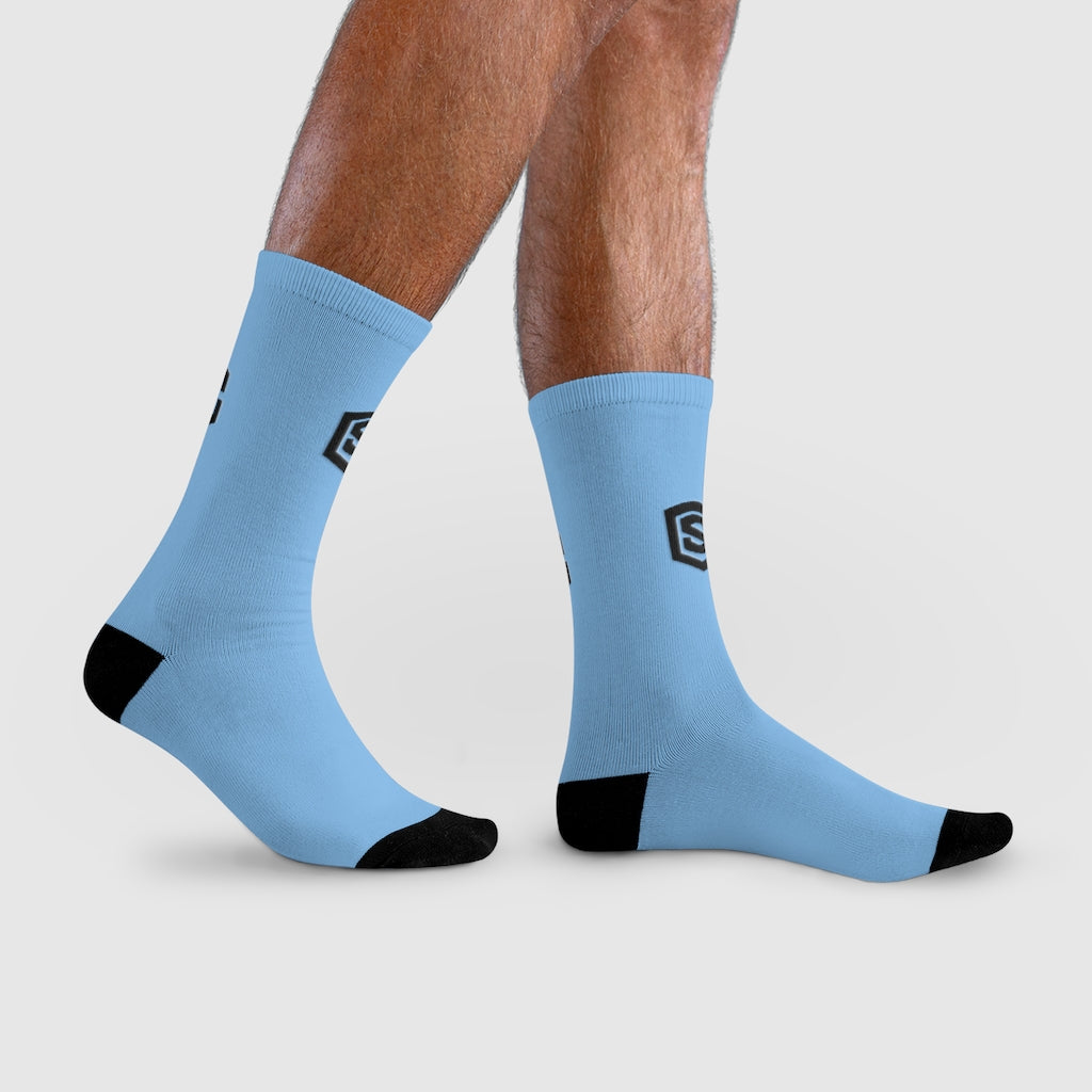 Blue Sublimation Crew Socks (EU) Blue Logo