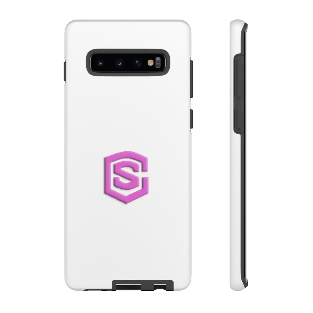 White Tough Cases Pink Logo