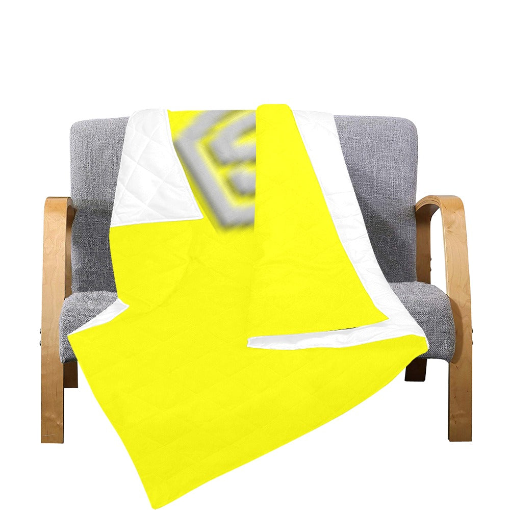 Yellow Quilt with Silver Logo Custom Quilt 70" x 80"