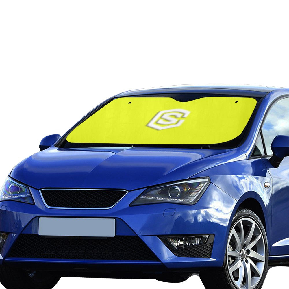 YELLOW AUTO SUN SHADE WITH WHITEL OGO Auto Sun Shade 55" x 29.53"