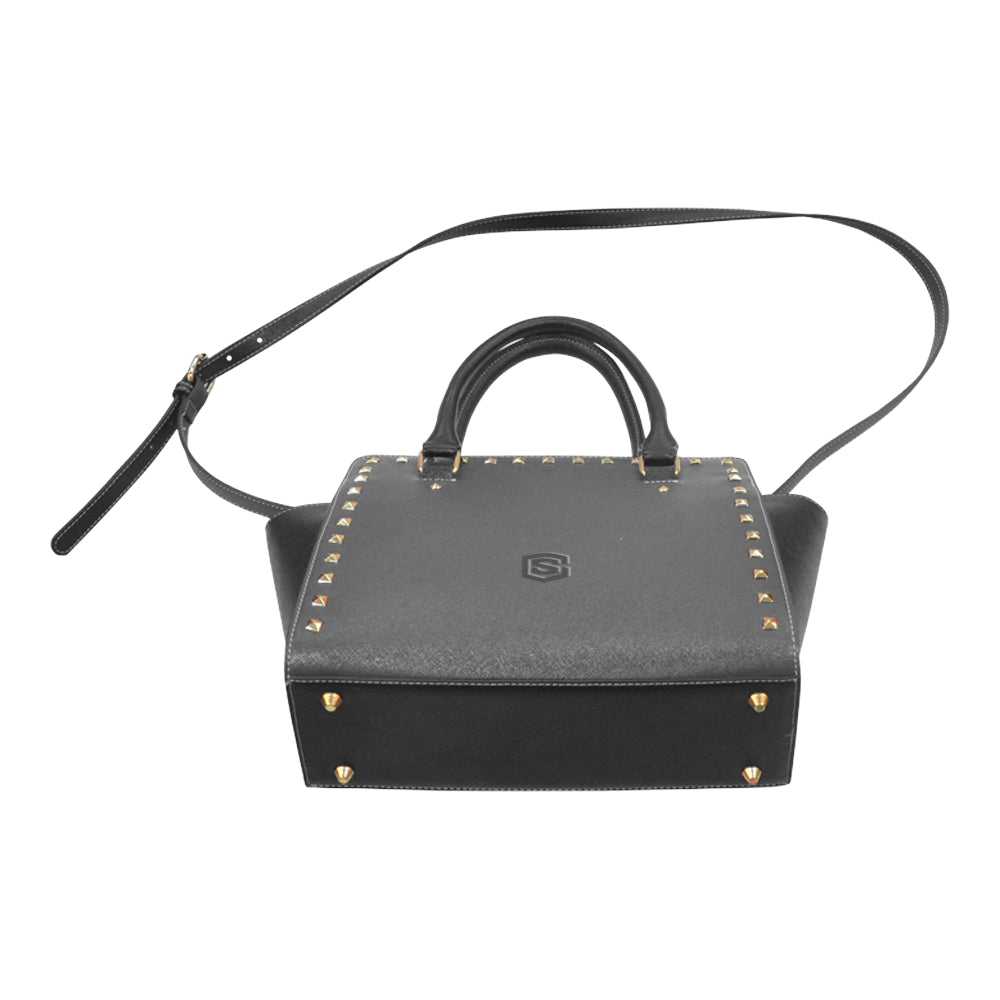 BLACK RIVET SHOULDER HANDBAG black logo Rivet Shoulder Handbag (Model 1645)