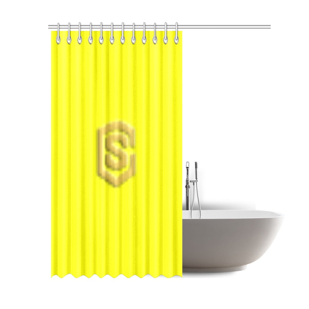 Yellow Shower Curtain 69"x84" with Gold Logo Shower Curtain 69"x84"