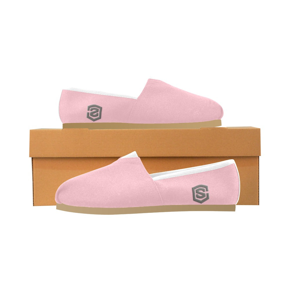 PINK casual shoes for women WITH GRAY LOGO Casual Canvas Women's Shoes (Model 004) (Designs are mirrored)