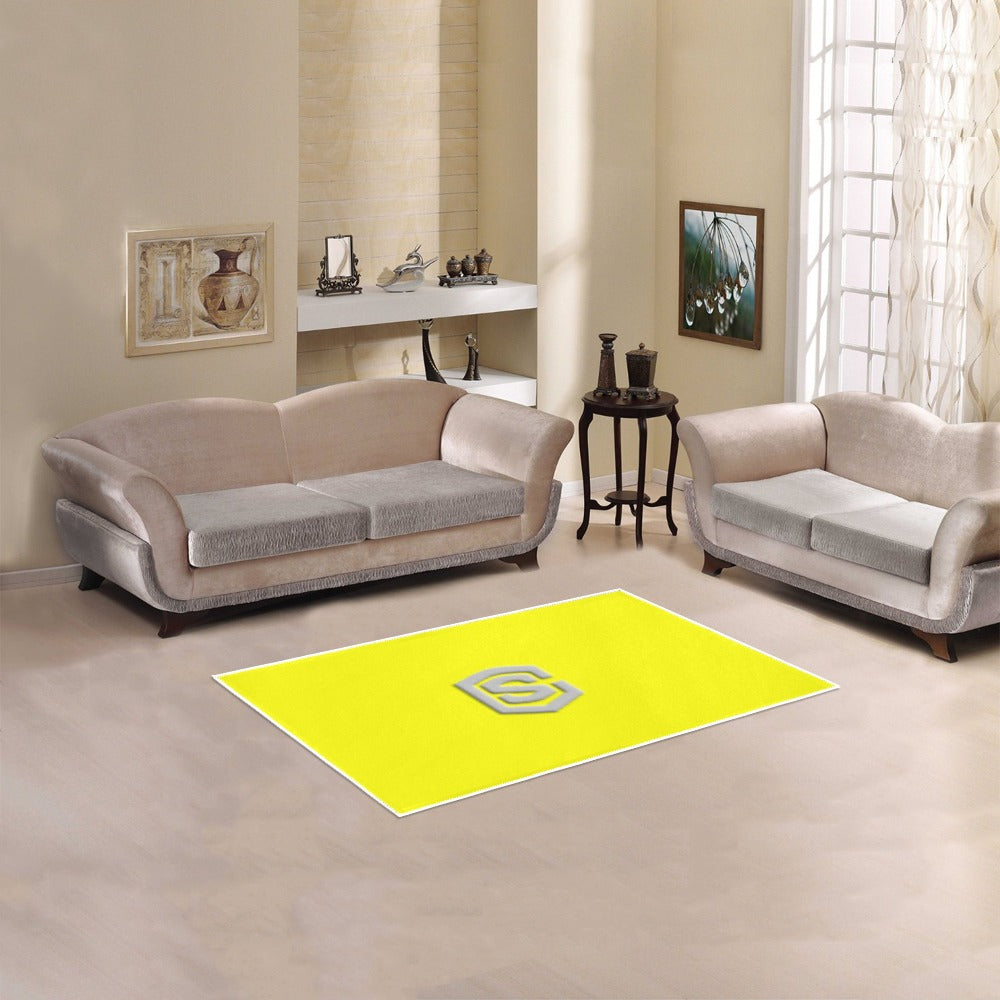 Yellow Area Rug 2.6' x 1.7' with Silver Logo Area Rug 2.6' x 1.7'