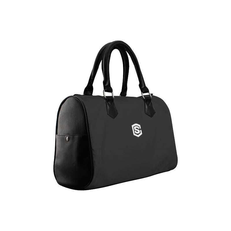 BLACK HANDBAG white logo Boston Handbag (Model 1621)