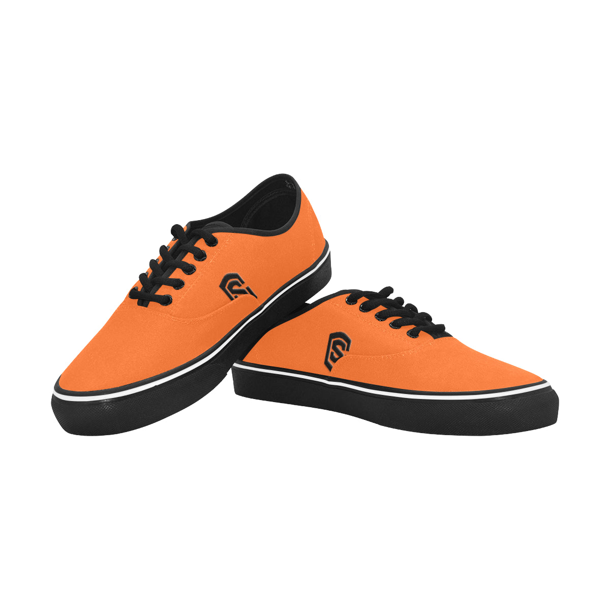 black logo Classic Men's Canvas Low Top Shoes/Large (Model E001-4)