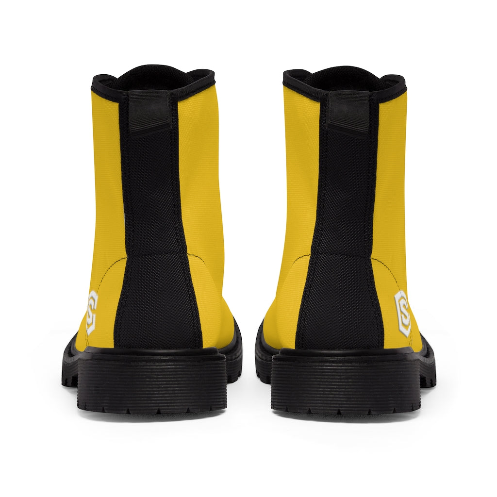 yellow Men's Canvas Boots White Logo
