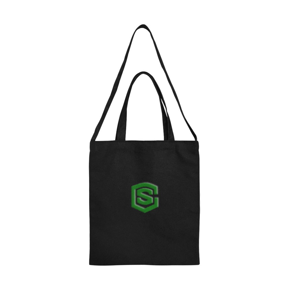 Black All Over Print Canvas Tote Bag With Green Logo All Over Print Canvas Tote Bag(Model1698)(Medium)