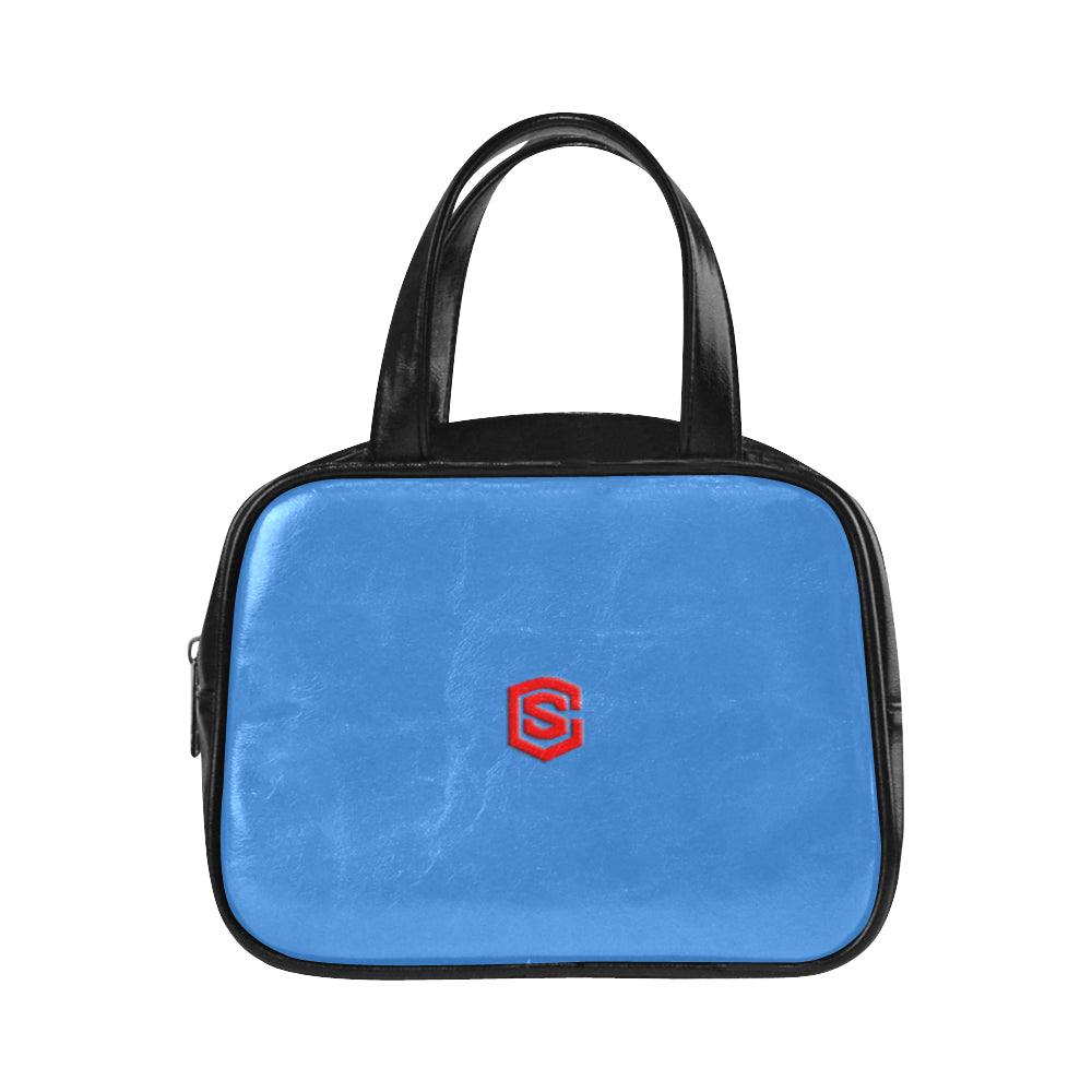 BLUE LEATHER TOP HANDLE HANDBAG red logo Leather Top Handle Handbag (Model 1662)