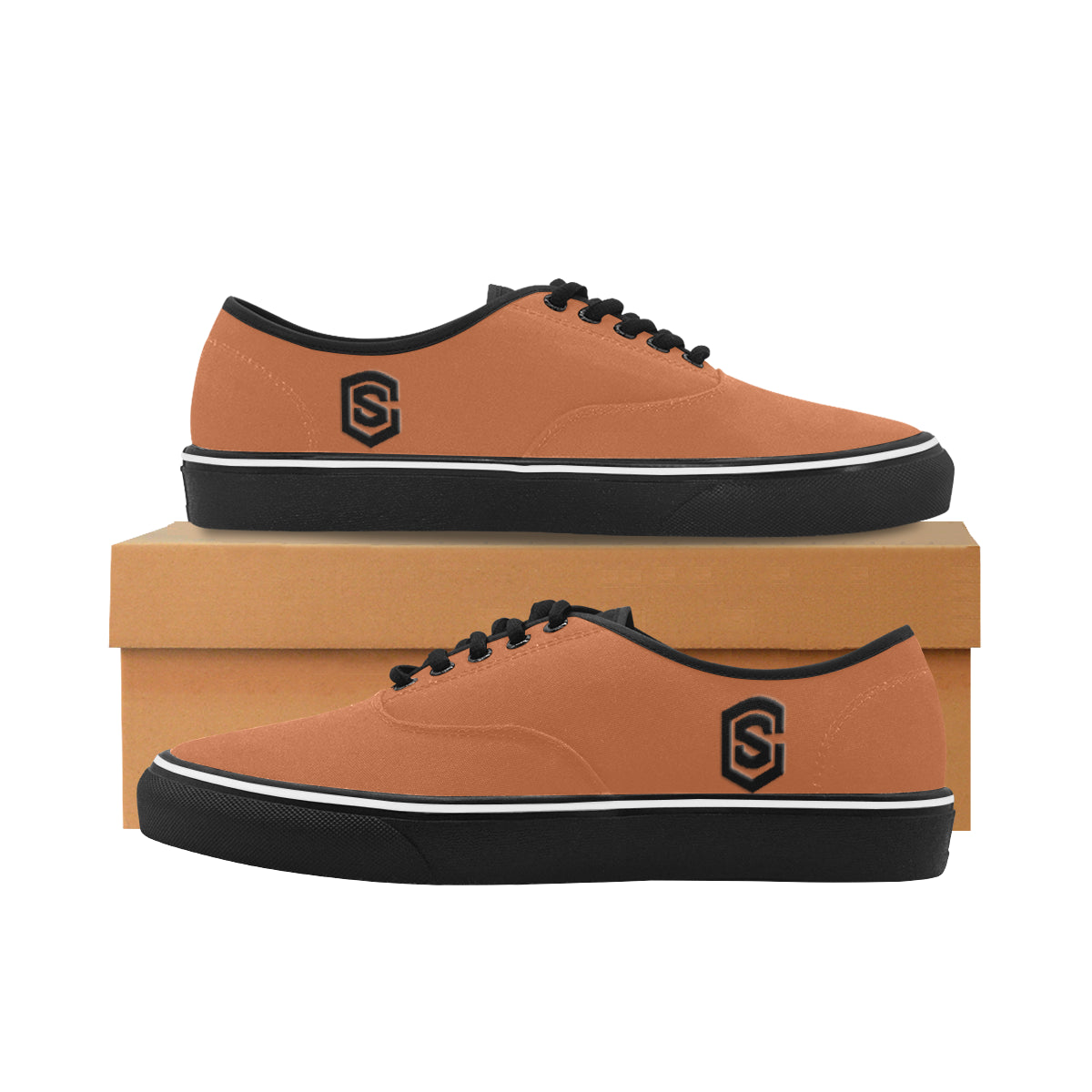 black logo Classic Men's Canvas Low Top Shoes/Large (Model E001-4)