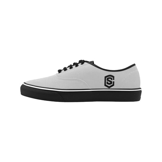 black logo Classic Men's Canvas Low Top Shoes/Large (Model E001-4)