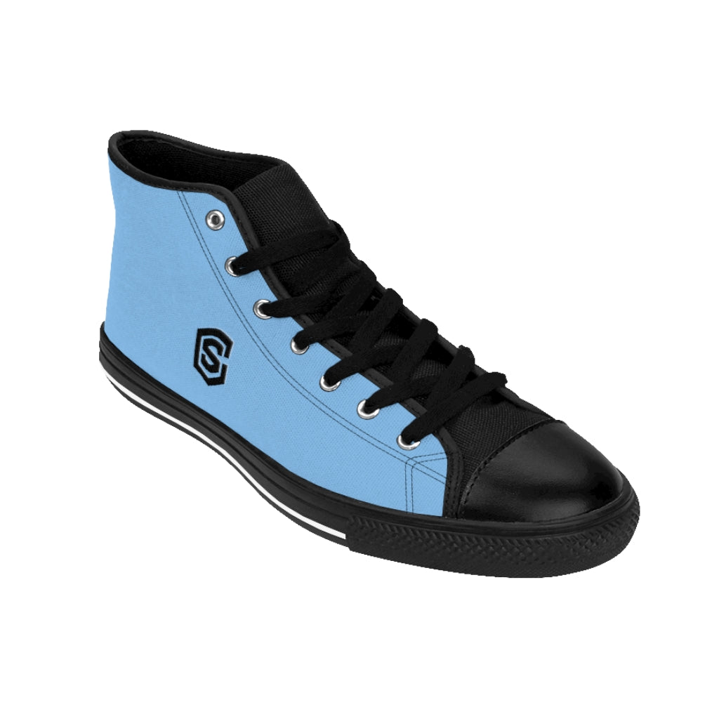 blue Men's High-top Sneakers - black logo