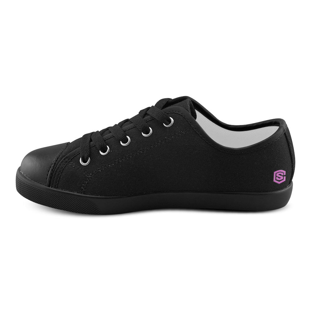 BLACK CANVAS KID SHOES pink logo Canvas Kid's Shoes (Model 016)