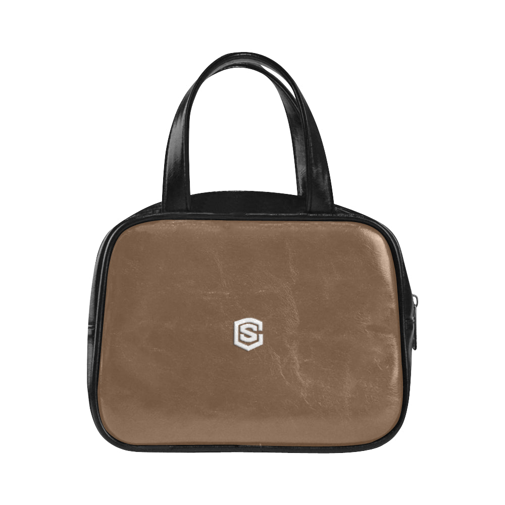 GREEN LEATHER TOP HANDLE HANDBAG white logo Leather Top Handle Handbag (Model 1662)